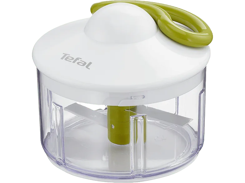 Picadora - Tefal 5 Second K1330404, 0.5 L, Cuchillas Acero Inoxidable, Sistema de bloqueo, Base antideslizante, Manual, Blanco y verde