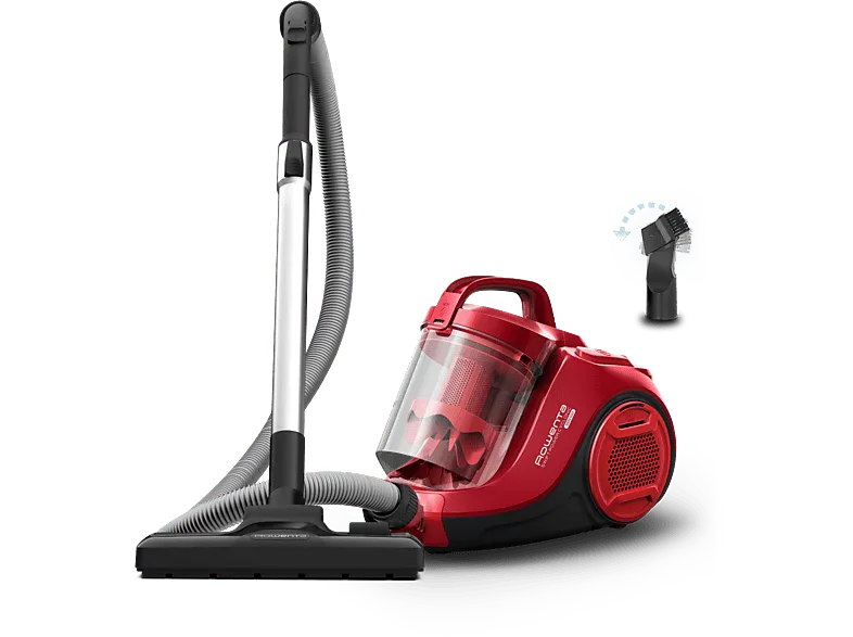 Aspirador sin bolsa - Rowenta RO2913EA, 900 W, 1.2 L, Tecnol. Ciclónica, Filtro de espuma y alta eficiencia, Radio acción 7.6 m, 77 dB, Rojo