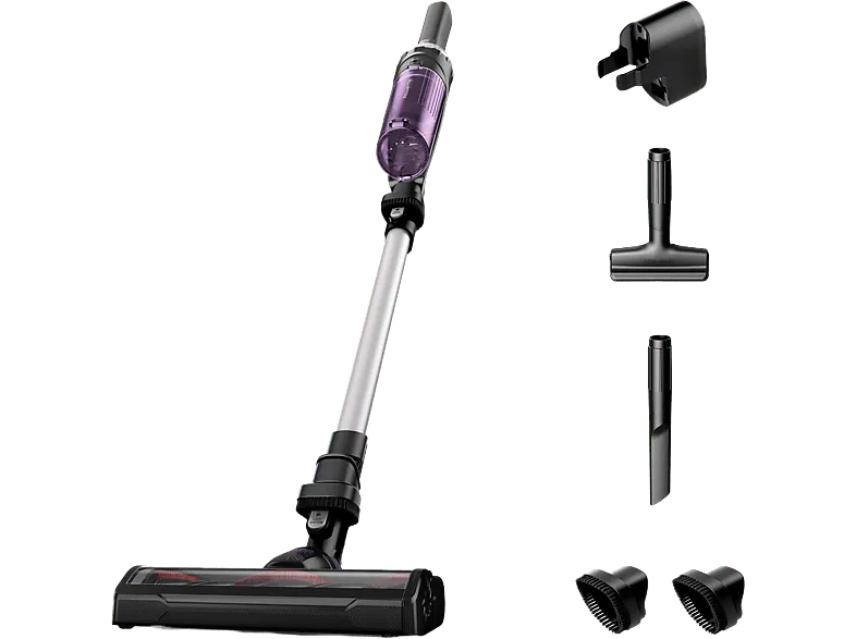 Aspirador escoba - Rowenta X-nano Essential RH1129WO, 2 en 1, 100 W, 0.4 L, 40 min, Tecnología Ciclónica, Multifunción, Ultraligera, Lila