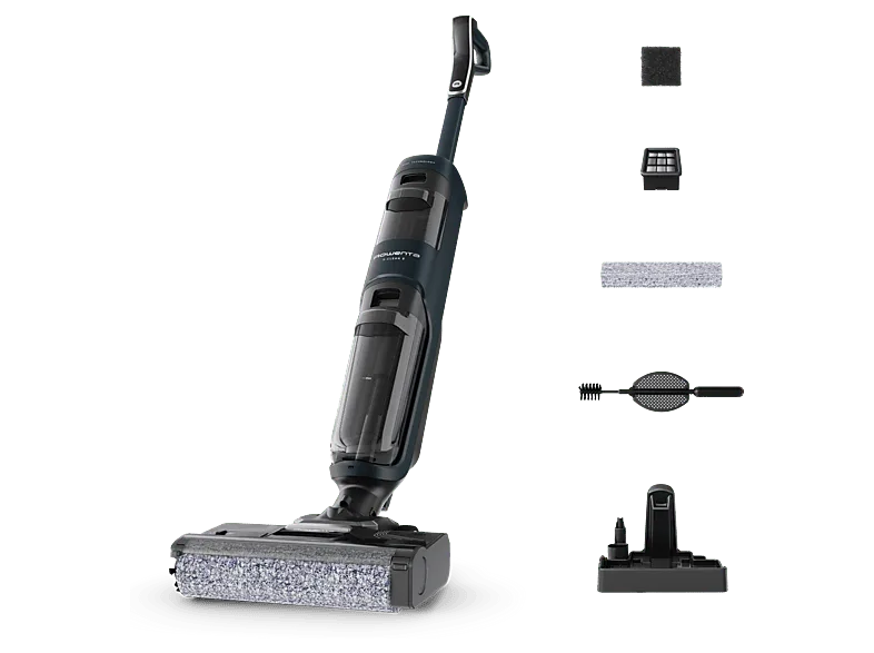 Fregona eléctrica - Rowenta X-Clean 2 GZ2251, Wet & dry, 35 min autonomía, Modos ECO/MAX, Ligera, en 1, Aspira y friega, Autolimpieza, 120 W, Negro