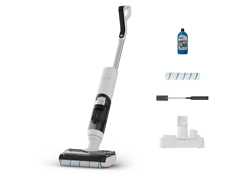 Fregona eléctrica - Rowenta X Clean 5, 2 en 1, Modo de detección automática, 20 kPa, 50 min bateria, 0.9 kg, Mantenimiento fácil, Antienredos, Blanco