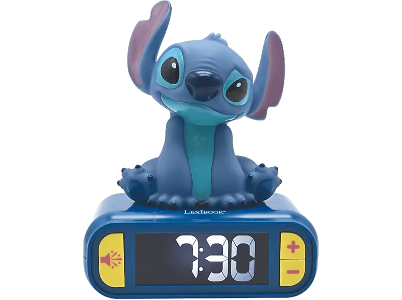 Despertador - Lexibook Stitch, Pantalla LCD Retroiluminada, 6 Tonos, Azul