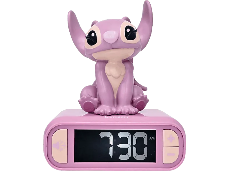 Despertador - Lexibook Stitch, Pantalla LCD Retroiluminada, 6 Tonos, Rosa