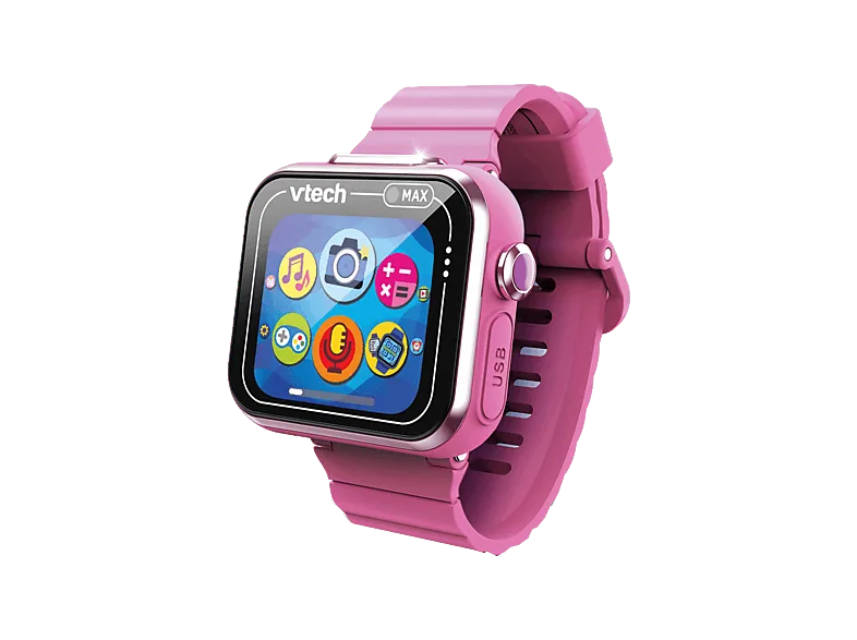Smartwatch infantil - VTech Kidizoom Max, Pantalla de 1.69", Dos Cámaras, Música, Juegos, Alarmas, Rosa