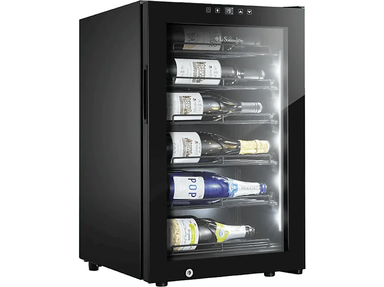 Vinoteca - La Sommelière Collection, 22 Botellas, 6 estantes, Control temperatura, Iluminación LED, Negro