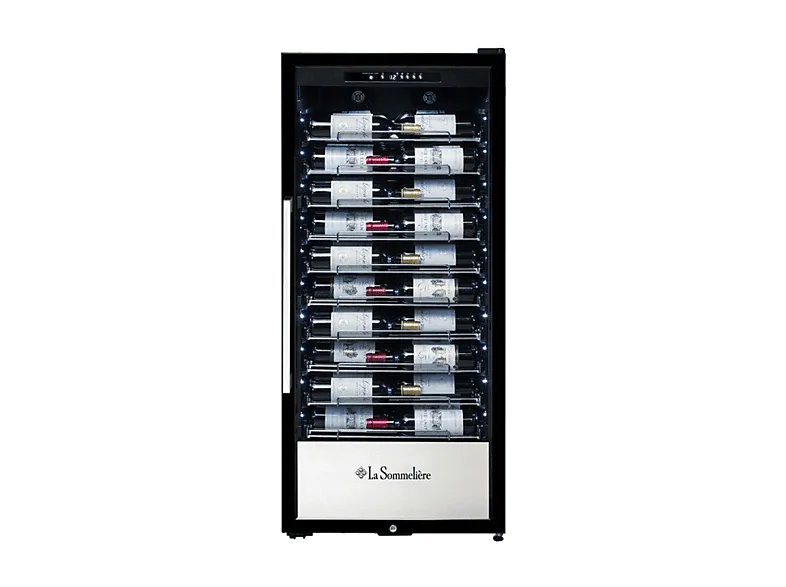 Vinoteca - La Sommelière PRO110N, Compressor, 107 botellas, Iluminación LED, Termómetro digital, Negro
