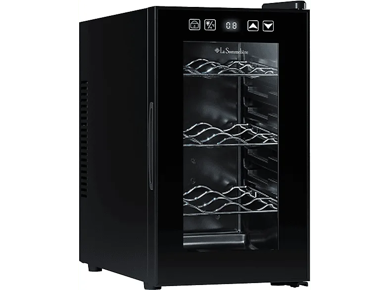 Vinoteca - La Sommeliere LS8E, Estático, 8 botellas, 3 bandejas, Pantalla electrónica, Negro