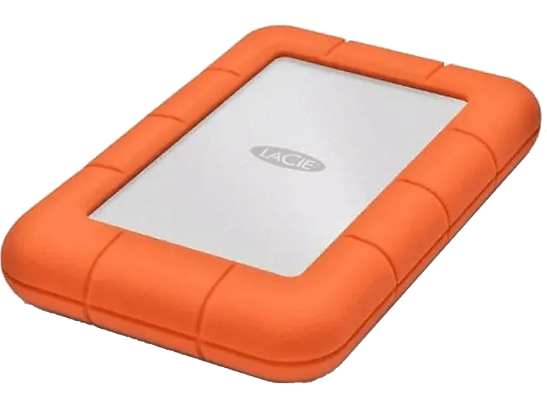 Disco duro externo 2 TB - LaCie Rugged Mini, USB C (3.1 Gen 1), Aluminio, Naranja