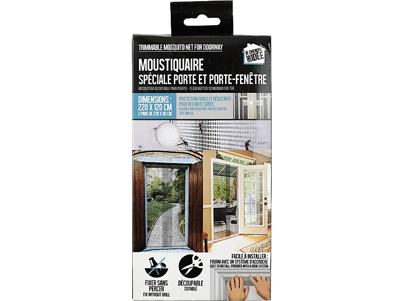 Mosquitera - CMP Paris Mosquitera, 220x120, Para puertas, Poliéster, Recortable, Negro