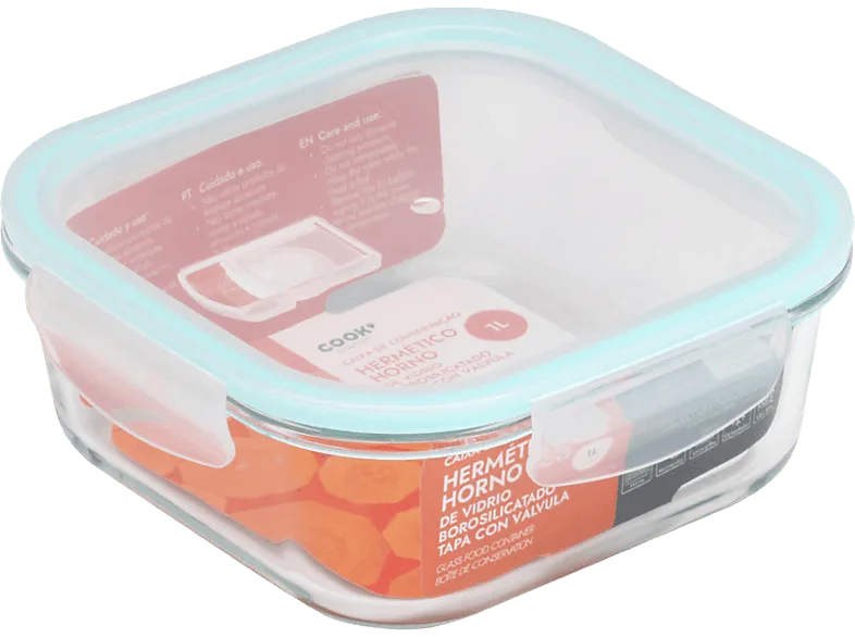 Tupper - CMP Paris KAE1477, Vidrio borosilicatado, 1 l, Apto para horno, microondas, congelador y lavavajillas, Azul transparente