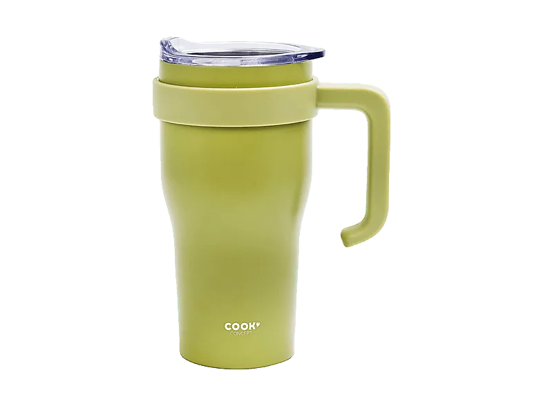 Taza térmica - CMP Paris Miami KA0668, 600 ml, Con asa, Acero inoxidable, Verde, Rosa o Naranja (Aleatorio)