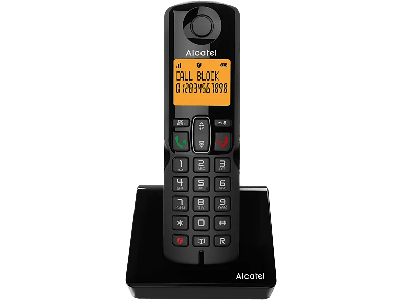Teléfono - Alcatel S280 Single, Inalámbrico, Bloqueo de llamadas, Agenda para 50 contactos, Manos libres, Negro