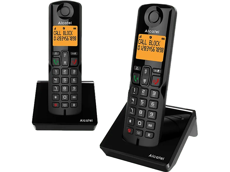 Teléfono - Alcatel S280 Duo, Inalámbrico, Bloqueo de llamadas, Agenda para 50 contactos, Manos libres, Negro