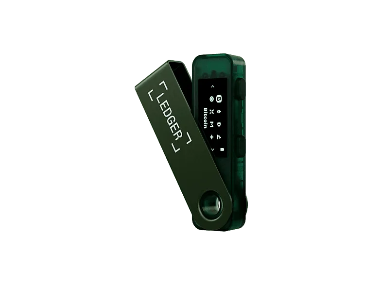Crypto Wallet - Ledger Nano S Plus, USB-C, Pantalla 1.09" OLED, Verde esmeralda