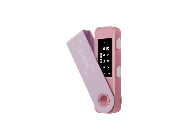 Crypto Wallet - Ledger Nano S Plus, USB-C, Pantalla 1.09" OLED, Rosa pastel
