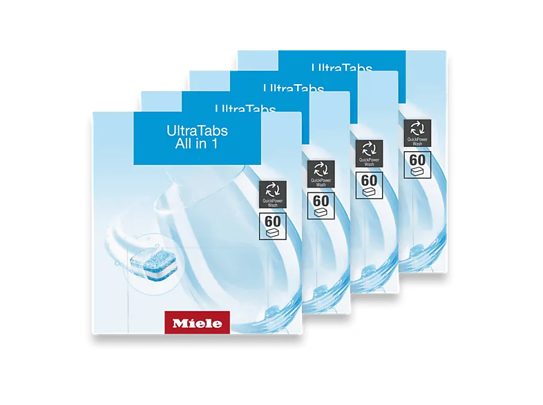 Pastillas para lavavajillas - Miele UltraTabs All in 1, Detergente, Sal y Abrillantador, Sin Fosfatos, 240 Pastillas, Azul