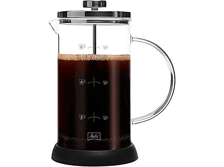 Cafetera de prensa - Melitta 6713355, 9 Tazas, Apta para microondas, Transparente