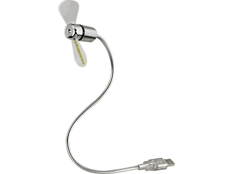 Ventilador para portátil - Hama 12110, USB, Flexor cromado, Luces LED, Bajo consumo, Plata