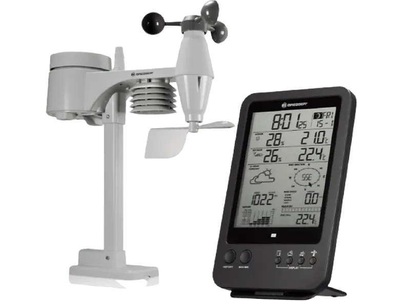 Estación meteorológica - Bresser Weather Center 5 en 1 7002510, Mide la temperatura y humedad, Negro