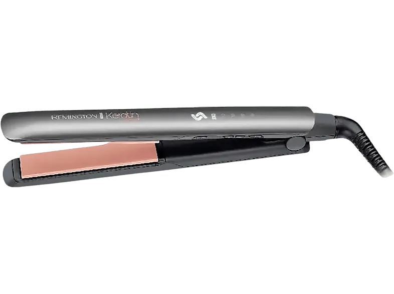 Plancha de pelo - Remington S8598, Revestimiento cerámico, Keratina y aceite almendras, 5 niveles, Gris (imagen 1 de 3)