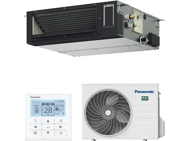 Aire acondicionado por conductos - Panasonic KIT-XZ35-ZKE-H Etherea Z, 3010 fg/h, Inverter, Bomba de calor, Gris