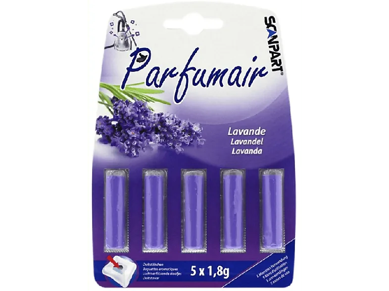 Accesorio aspirador - Scanpart Parfumair 2690040032, Ambientador para aspirador, Lavanda, 5 barritas
