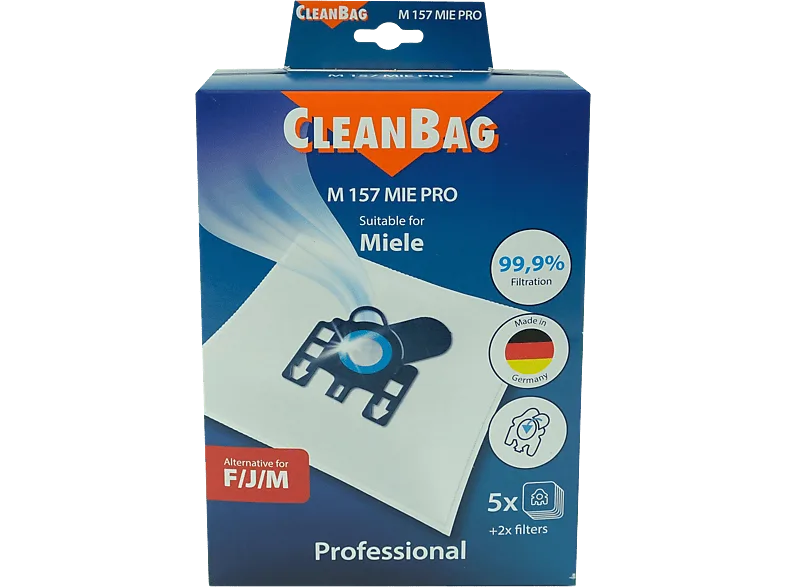 Bolsas de aspirador - Scanpart M 157 MIE PRO, Pack 5, 2 Filtros Incluídos, Compatible Con Miele, Blanco