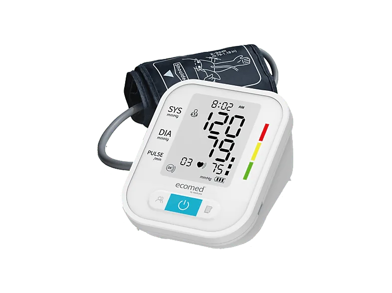 Tensiómetro - Medisana BU-95E, Pantalla digital, Visualización de la sistólica, diastólica, pulso, fecha y hora, Manga brazo 22–42 cm, Blanco