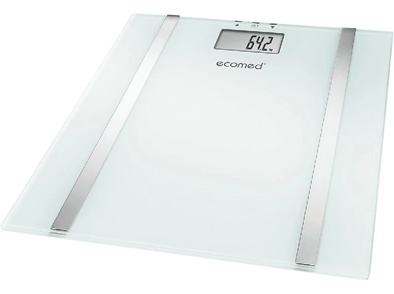 Báscula de baño - Medisana Ecomed BS-70E, Vidrio, Hasta 150 kg, Blanco