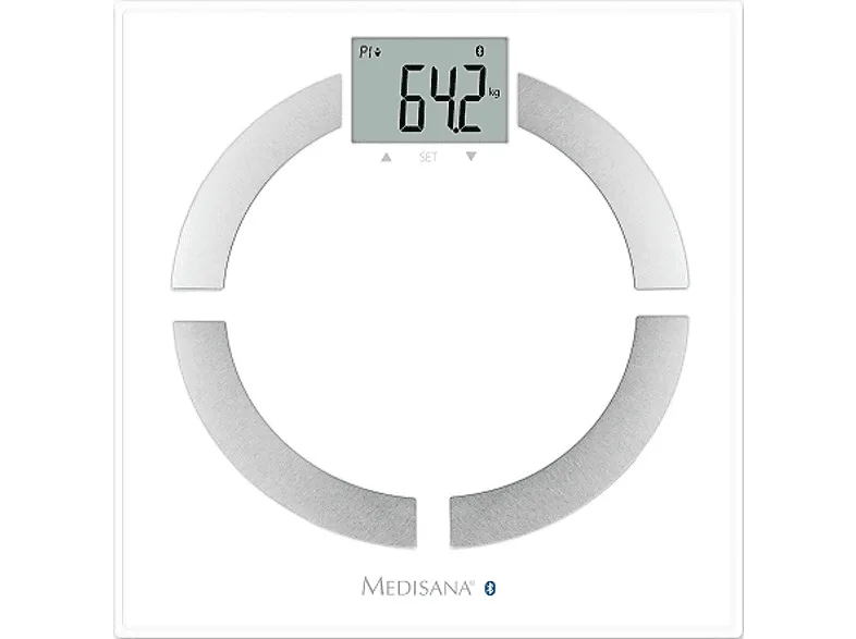 Báscula de baño - Medisana BS444 Connect, Peso máximo 180 Kg, Análisis corporal, Bluetooth, Blanco