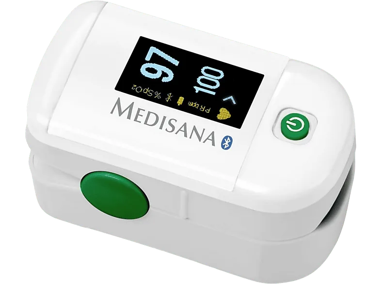 Pulsioxímetro - Medisana PM 100, Detector Pulso/ SpO2, Conexión Bluetooth, Aplicación VitaDock+, Blanco