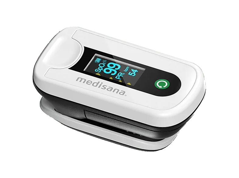 Pulsioxímetro - Medisana PM 180, Medición de la saturación oxígeno en sangre y frecuencia cardíaca el dedo, Blanco