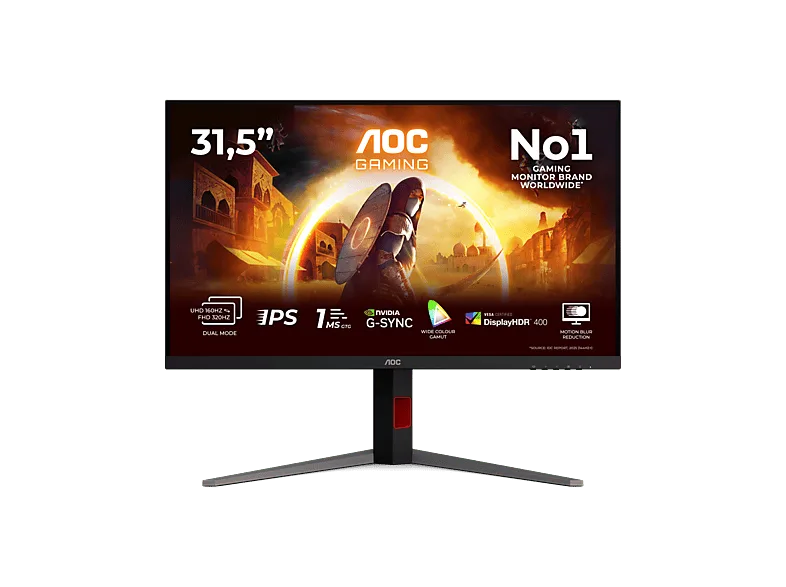 Monitor gaming - AOC U32G4U, 31.5" UHD 4K, 160Hz, 0.5ms MPRT, 1ms GtG, IPS, Altura Ajustable, VESA Certified DisplayHDR™ 400, Negro (imagen 1 de 3)