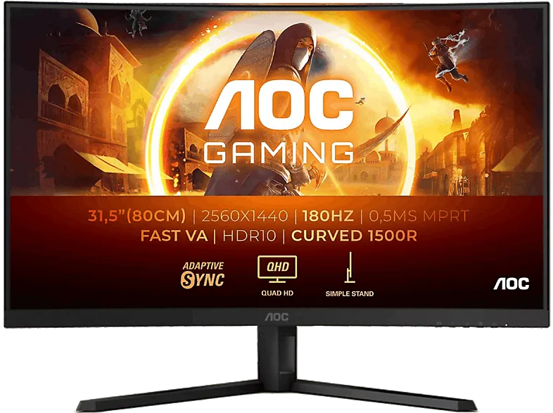 Monitor gaming - AOC CQ32G4VE, 31.5" QHD, 180 Hz, 1 ms GtG, VA, Curvo, Adaptive Sync, HDR10 (imagen 1 de 3)