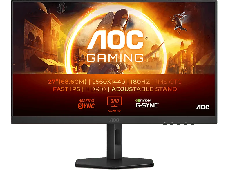 Monitor gaming - AOC Q27G4XF, 27" QHD, 180 Hz, 1 ms GtG, IPS, Adaptive Sync, Antibrillo (imagen 1 de 3)