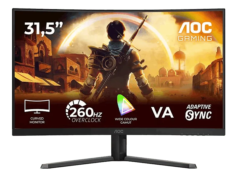 Monitor gaming - AOC C32G42ZE, 31.5" Full-HD, 260Hz, 0.3 ms MPRT, VA, Curvatura 1500R, G-menu, WLED, HDR10, Adaptive Sync, Negro (imagen 1 de 2)