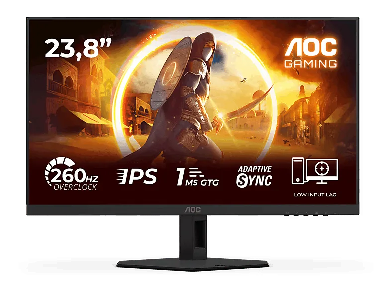 Monitor gaming - AOC 24G4ZRE, 24" Full-HD, 260 Hz, 0.3 ms MPRT, IPS, G-SYNC Compatible, Sin marco de 3 lados, HDR10, Negro (imagen 1 de 3)