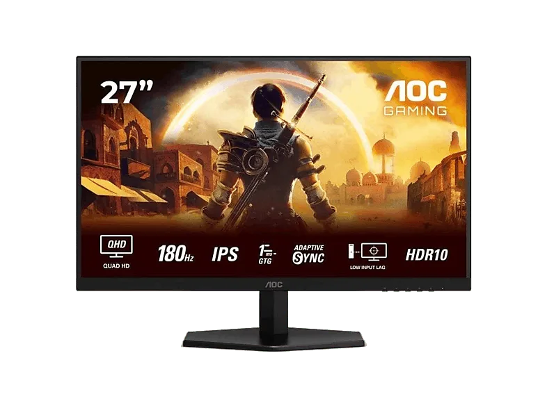 Monitor gaming - AOC Q27G42XE, 27" QHD, 180Hz, 0.5ms MPRT, 1ms GtG, Fast IPS, G-Sync Compatible, Bajo Retraso de Entrada, Negro (imagen 1 de 3)