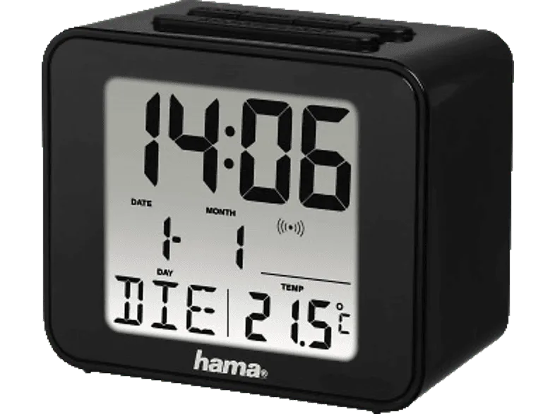 Reloj de sobremesa - Hama Cube 00186304, Digital, Hora, alarma, fecha y temperatura, Compacto, Negro