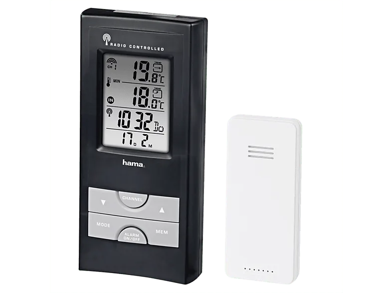 Estación meteorológica - Hama EWS-165, Alarma de heladas, Reloj DCF con radiocontrol, Negro