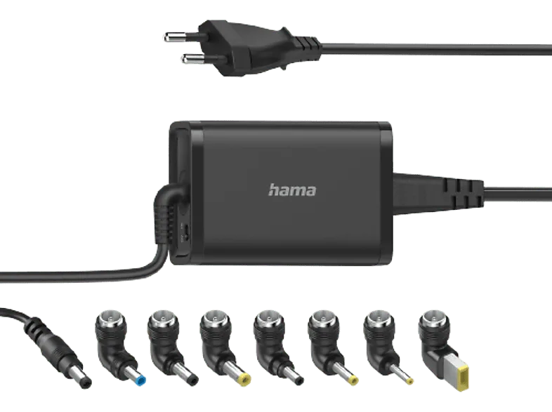 Cargador para portátil - Hama Universal Notebook, 45W, 7 adaptadores, 15-19 V, Universal, Negro