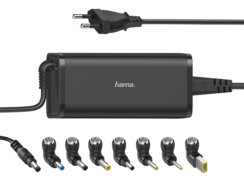 Cargador para portátil - Hama Universal Notebook, 90W, 7 adaptadores, 15-19 V, Universal, Negro