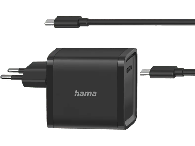 Cargador para portátil - Hama 200005, Fuente alimentación + Cable USB-C, 2 m, Negro