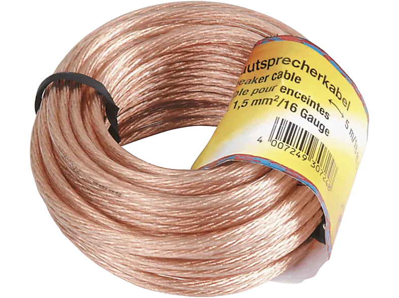 Cable audio - Hama 00205142, 2 x 1.5 mm², 10 m, Transparente