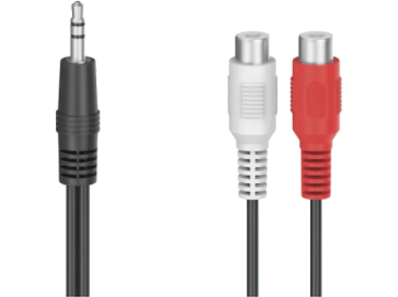 Adaptador Jack a RCA - Hama 00205185, 3.5 mm Plug, Stereo, Negro + 2 enchufe