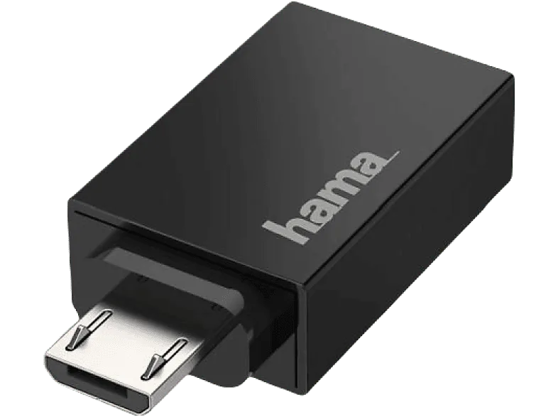 Adaptador USB - Hama 00200307, OTG, Micro-USB Plug, Socket, 2.0, 480 Mbit/s, Negro