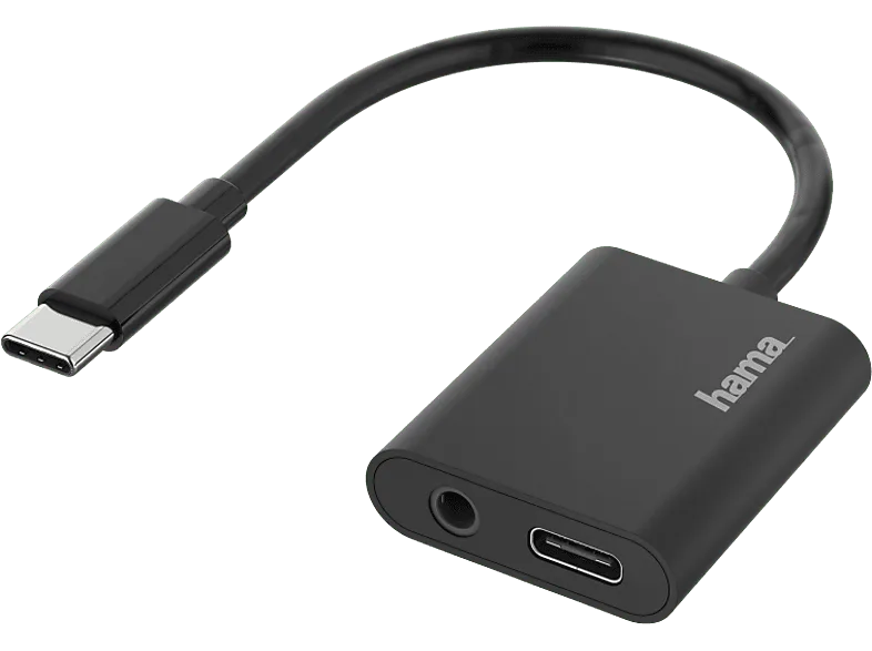 Adaptador USB-C a Jack - Hama 00200319, De conector enchufe 3.5 mm / USB-C, Negro