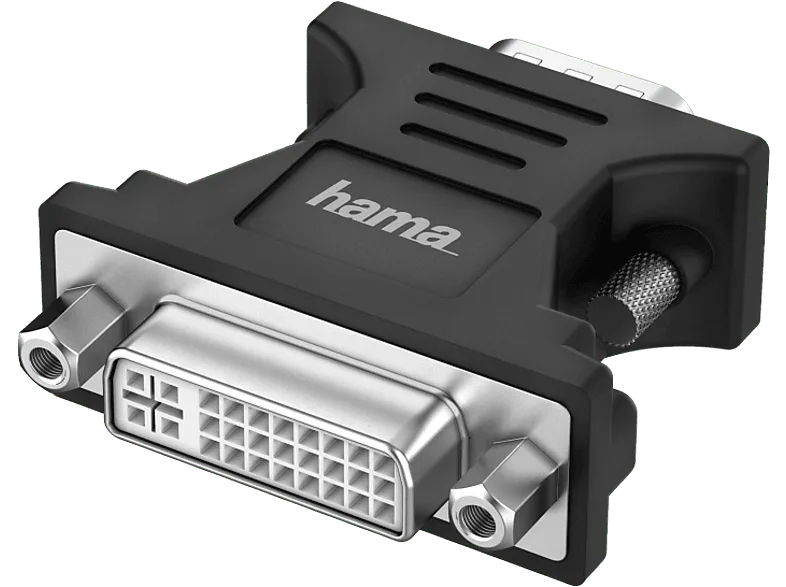 Adaptador VGA a DVI - Hama 00200341, De conector enchufe DVI, Negro