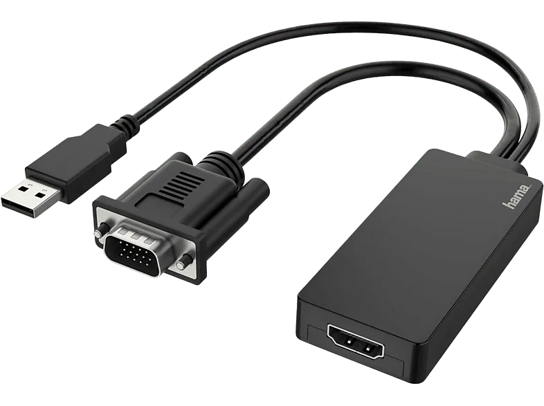 Adaptador - Hama 00200342, VGA+USB Plug HDMI™ Socket, Full HD 1080p, Negro