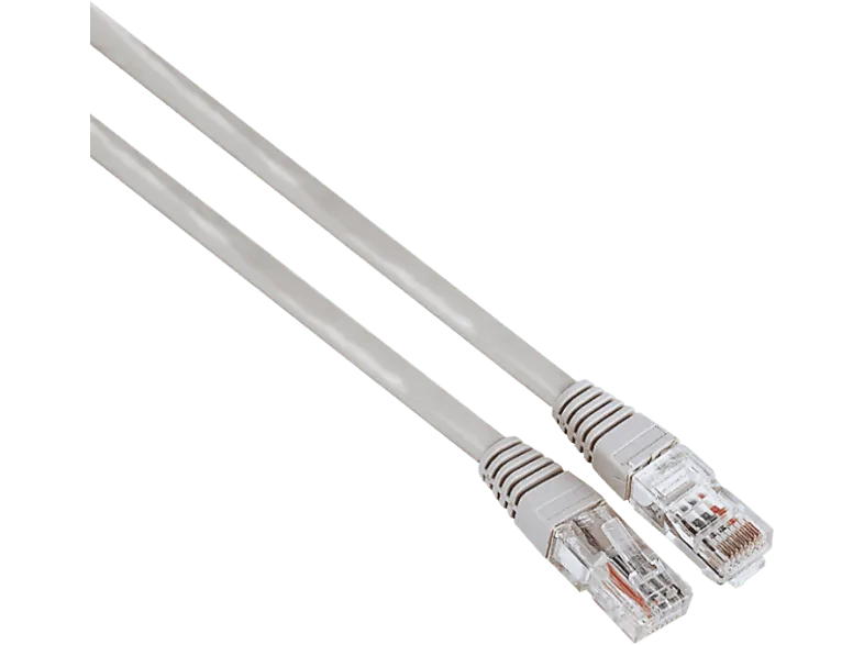 Cable de red - Hama 00200909, 1.5 m, 1 GBit/s, U/UTP, CAT 5e, Enchufe RJ45, Gris